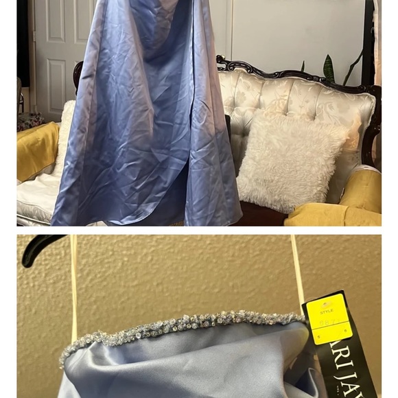 Light Blue Satin Strapless Gown - Picture 5 of 6